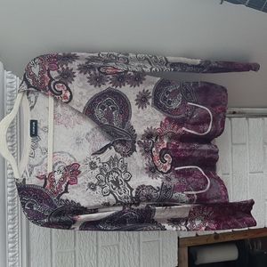 Taifun Printed Cardigan Boho Paisley Cotton Wool Blend Size 8/M Preppy Office